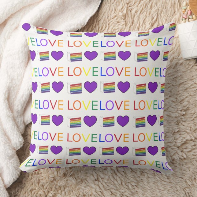 Almofada LOVE Rainbow Cake Slice Purple Heart Pride LGBT (Cobertor)