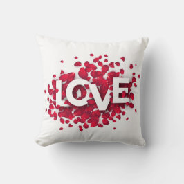 Almofada LOVE Rose Petals Typography – Romantic Poster 