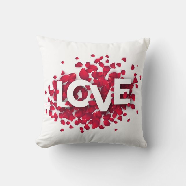 Almofada LOVE Rose Petals Typography – Romantic Poster  (Frente)