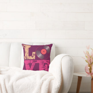 Almofada Love Vinyl Retro Design Travesseiro decorativo