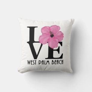 Almofada LOVE West Palm Beach Pink Hibiscus da Flórida