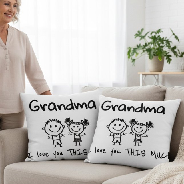 Almofada Love You Grandma Kids Art Personalized Gift (Criador carregado)