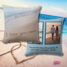 Almofada Love You More Coastal Beach Photo Collage
