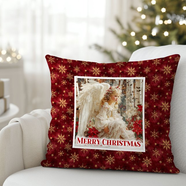 Almofada Lovely Angelic Floral Christmas Gift Pillow (Lovely Angelic Floral Christmas Gift Pillow)