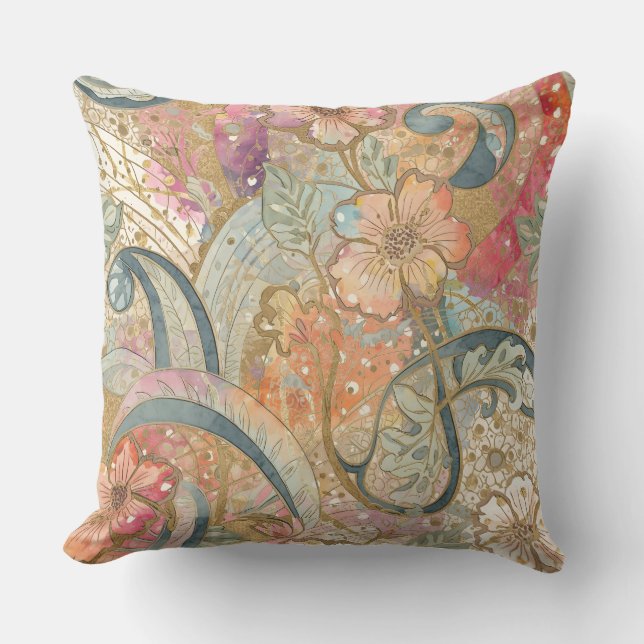 Almofada Lovely Colorful Flowers and Pattern (Frente)