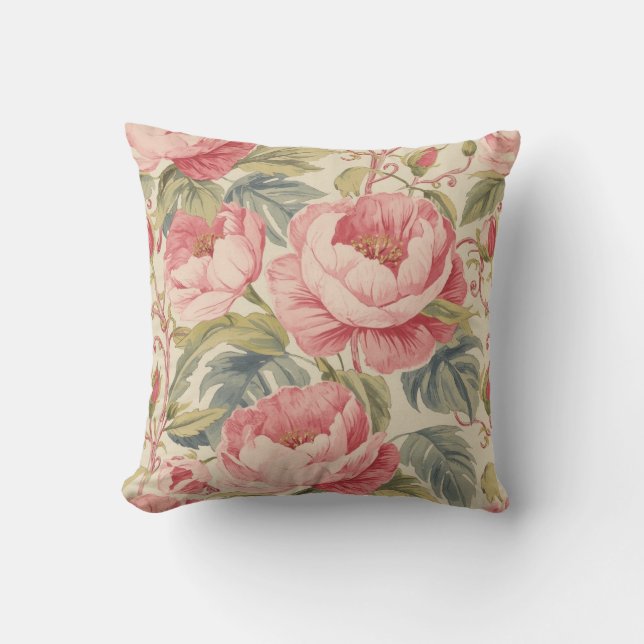 Almofada Lovely Pink Peoni Flowers Pattern, Elegant (Frente)