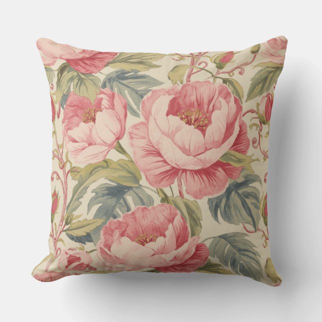 Almofada Lovely Pink Peoni Flowers Pattern, Elegant (Frente)
