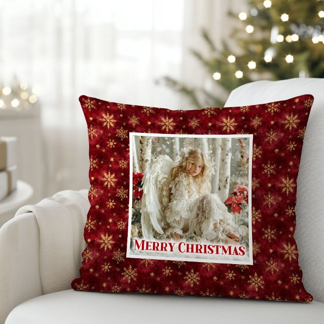 Almofada Lovely Vintage Angel Red Gold Festive Christmas  (Lovely Vintage Angel Red Gold Festive Christmas Pillow

)