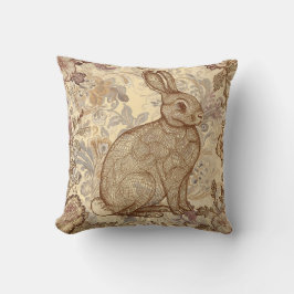 Almofada Lovely Vintage Rabbit, A Rabbit Amidst the Blooms
