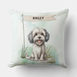 Almofada Lowchen Watercolor Personalized Dog