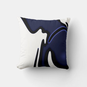 Almofada Lua azul: Abstrato azul, branco e preto