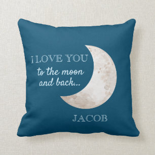 Almofada Lua Azul Marinho Amor por Você até a Lua