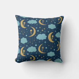 Almofada Lua Boho Dourada Com Nuvens Celestiais