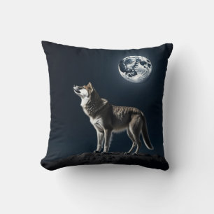 Almofada Lua cheia brilhando no lobo