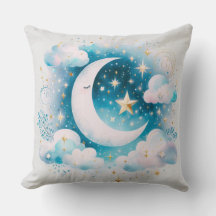 Lua Crescente Azul e Branco Celestial Boho Moderno