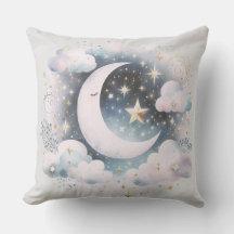 Lua Crescente Azul e Branco Celestial Boho Moderno