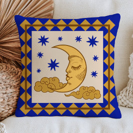 Almofada Lua Crescente Boêmia & Estrelas Celestial Mística