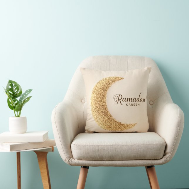 Almofada Lua Crescente Dourada Ramadan Kareem (Cadeira)