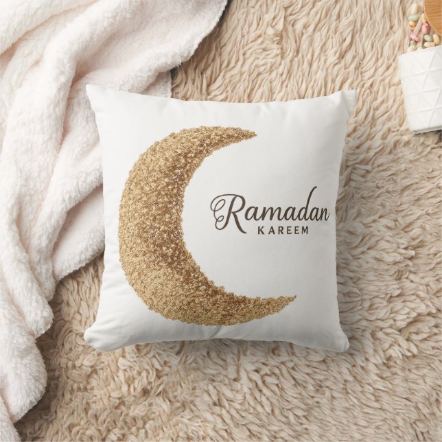 Almofada Lua Crescente Dourada Ramadan Kareem (Cobertor)