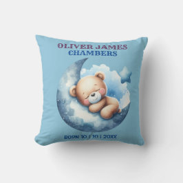 Almofada Lua de Crescente do Urso do Bebê Azul