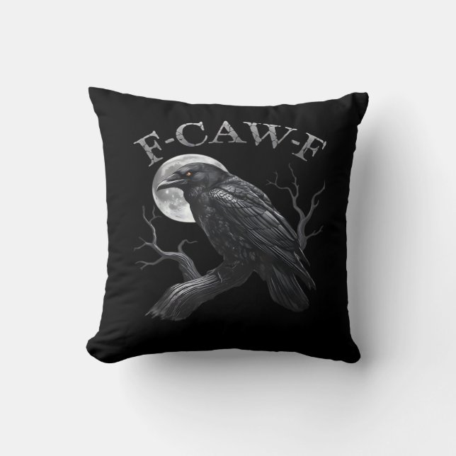 Almofada Lua de Pássaro Engraçado F-Caw-F Retrô Clássico (Frente)