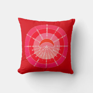 Almofada Lua e Estrelas Mandala - Vermelho e Coral