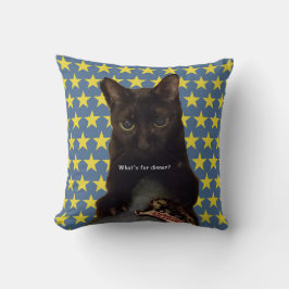 Almofada Lucky Black Cat com estrelas de 2 vias