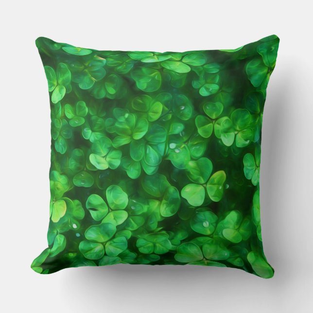Almofada Lucky Celtic Irish Green Shamrocks (Frente)
