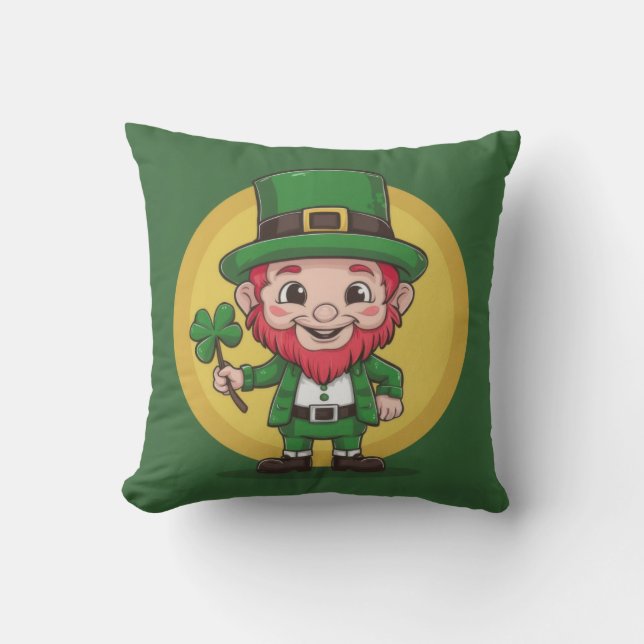 Almofada Lucky Leprechaun e Trevo (Frente)