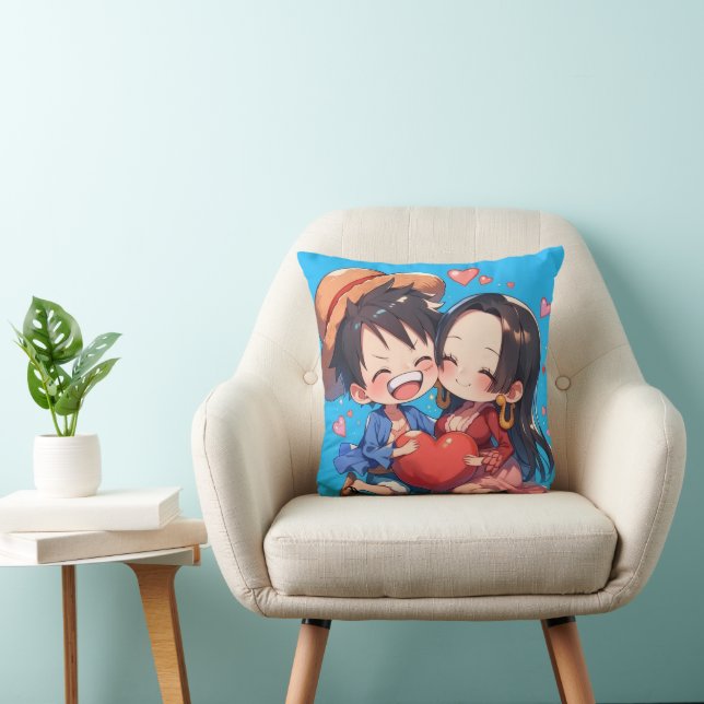Almofada Luffy & Boa Hancock Anime Throw Pillow (Cadeira)