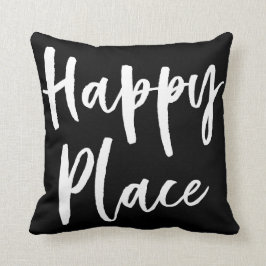 Almofada Lugar feliz preto e branco