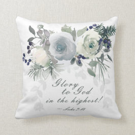Almofada Luke 2:14 "Glória a Deus" White Rose Natal