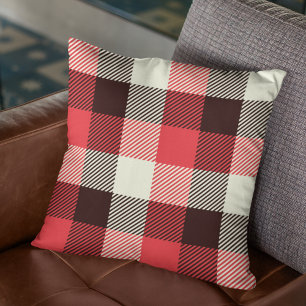 Almofada Lumberjack Red Black & White Woodsman Xadrez