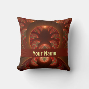 Almofada Luminoso abstrato vermelho laranja moderno Nome Fr