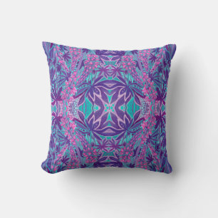 Almofada Lupine Flower Bohemian árabe Padrão rosa mint
