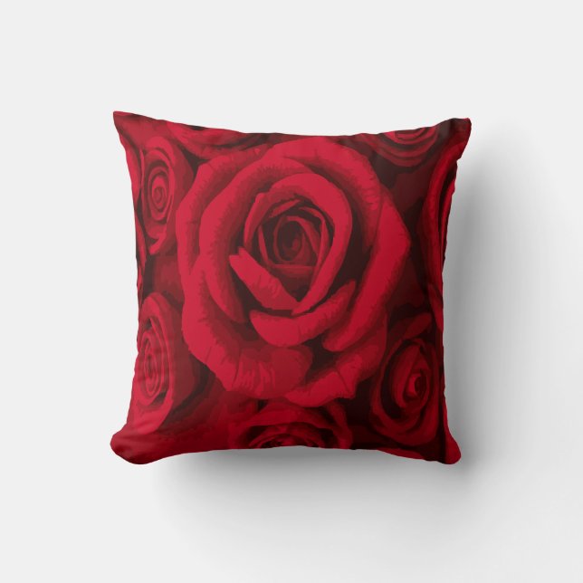 Almofada Lush Red Rose Bouquet Floral Design (Frente)