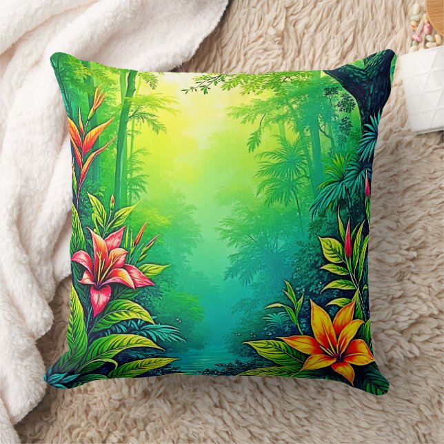 Almofada Lush Tropical Jungle Oasis Design (Cobertor)