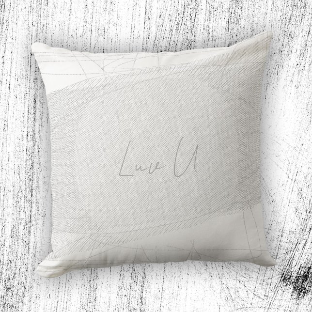 Almofada Luv U - Linhas Brancas Modernas de Tendência (Luv U - White Trendy Modern Scribbled Lines Throw Pillow ©Susanne Sachers - Sunny Mind)