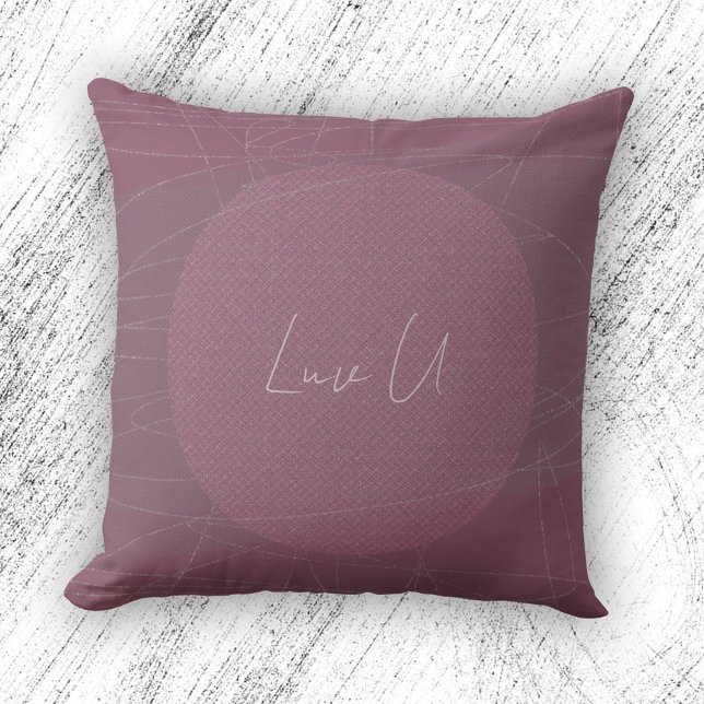 Almofada Luv U - Rosa Linhas Rabiscadas Modernas e Tendênci (Luv U - Rose Trendy Modern Scribbled Lines Throw Pillow ©Susanne Sachers - Sunny Mind Design)