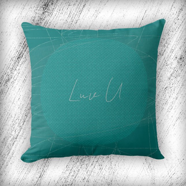 Almofada Luv U - Turquesa Trendy Modern Scrible Lines (Luv U - Turquoise Trendy Modern Scribbled Lines Throw Pillow ©Susanne Sachers - Sunny Mind Design)