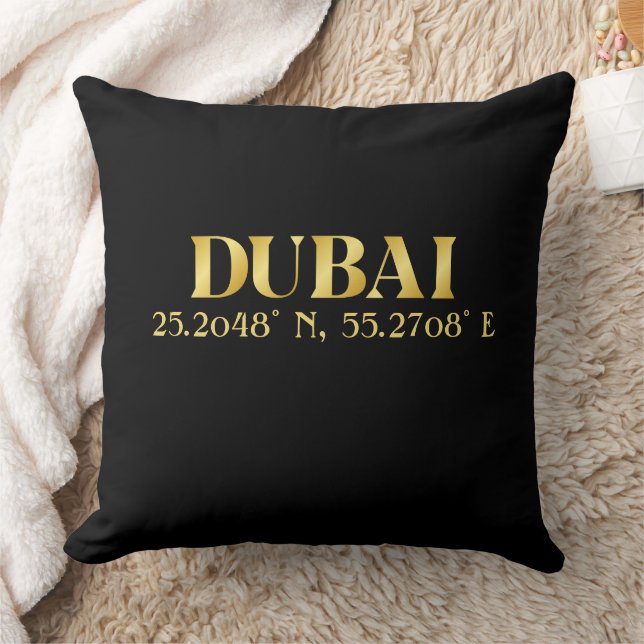Almofada Lux Dourado Dubai Latitude & Longitude (Cobertor)