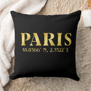 Almofada Lux Dourado Paris Latitude & Longitude