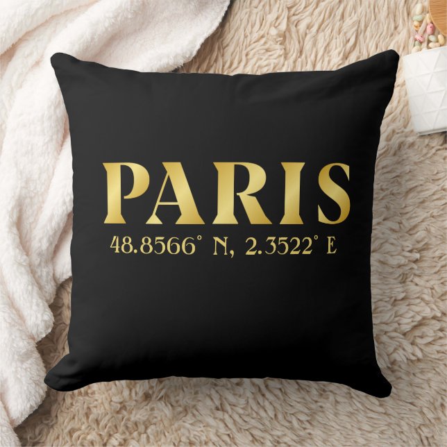 Almofada Lux Dourado Paris Latitude & Longitude (Cobertor)