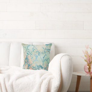 Almofada Luxe Marble Linda Veia Amarela e Coral-Teal