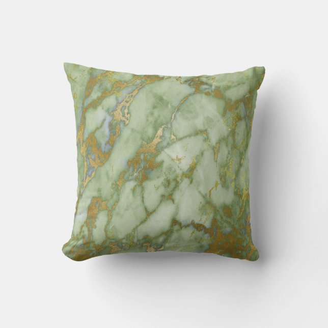 ALMOFADA LUXE SAGE BRANCO DOURADO MARBLE INSPIRADO CUSHION (Frente)