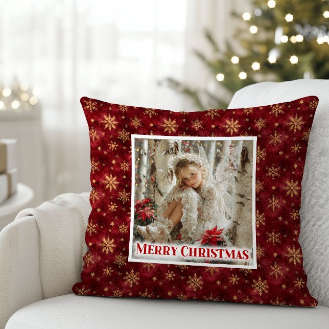 Almofada Luxo Anjo Vermelho Dourado Presente de Natal para  (Luxury Angel Red Gold Kids Gift Best Christmas Pillow

)