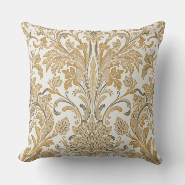 Almofada Luxo, Clássico, Elegante, Padrão Bege Dourado (Frente)