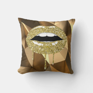 Almofada Luxo Dourado Beleza Brilho Gotejamento Lábios