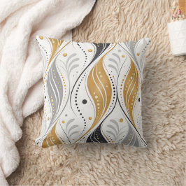Almofada Luxo Dourado Prata Preto Art Deco Padrão Abstrato