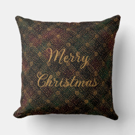 Almofada Luxo, Padrão de Natal, Feliz Natal em Dourado